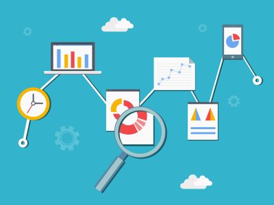Web statistics and analytics infographics diagram vector illustration in flat style