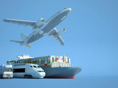renderizacao-em-3d-de-um-navio-porta-contentores-de-carga-uma-planicie-voadora-um-trem-um-carro-uma-van-e-um-caminhao_190619-3487